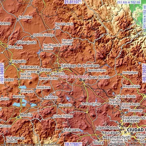 Topographic map of Pedro Escobedo
