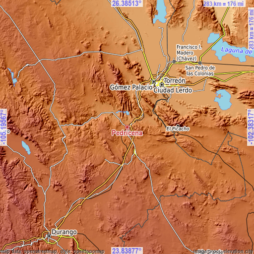 Topographic map of Pedriceña