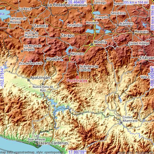 Topographic map of Pedernales