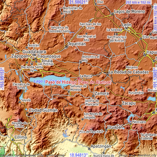 Topographic map of Paso de Hidalgo (Paso de Álamos)