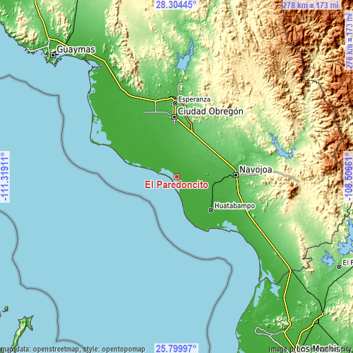 Topographic map of El Paredoncito
