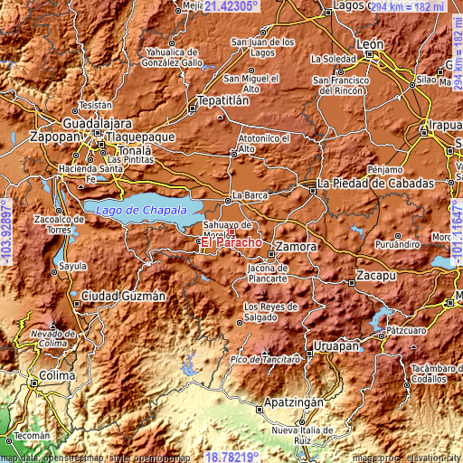 Topographic map of El Paracho