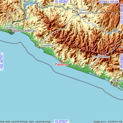 Topographic map of Papanoa