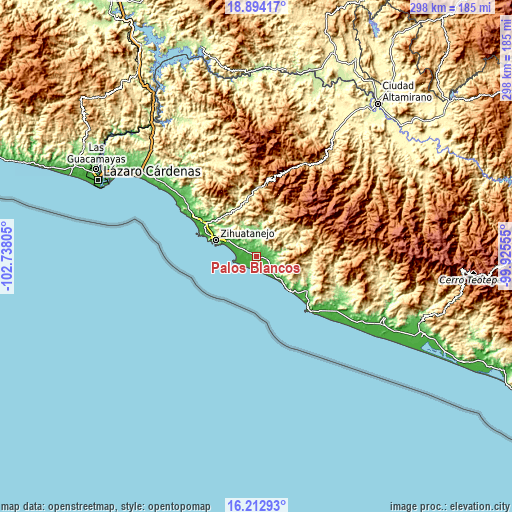 Topographic map of Palos Blancos