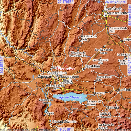 Topographic map of Palos Altos