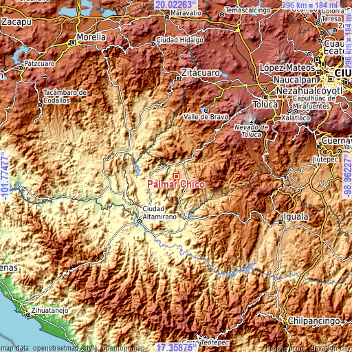 Topographic map of Palmar Chico