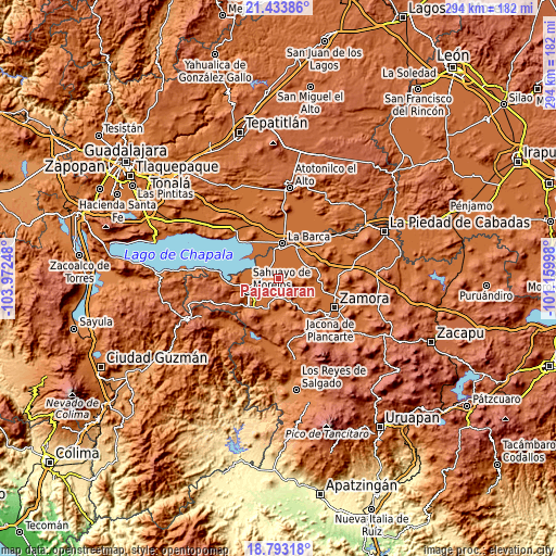 Topographic map of Pajacuarán