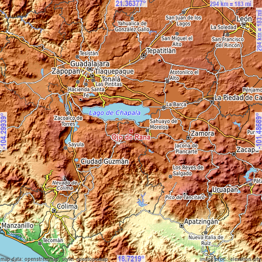 Topographic map of Ojo de Rana