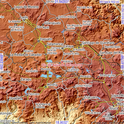 Topographic map of Ojo de Agua de Ballesteros