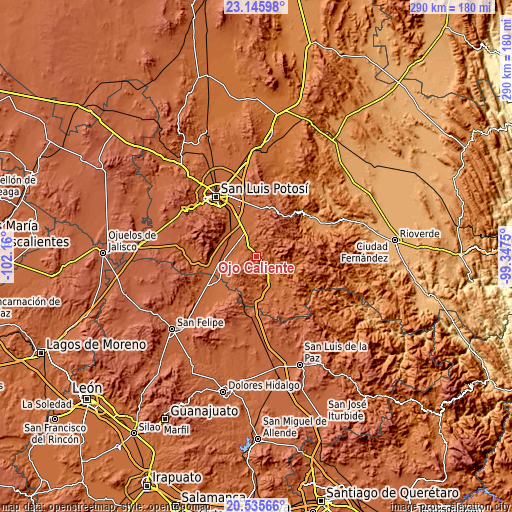 Topographic map of Ojo Caliente