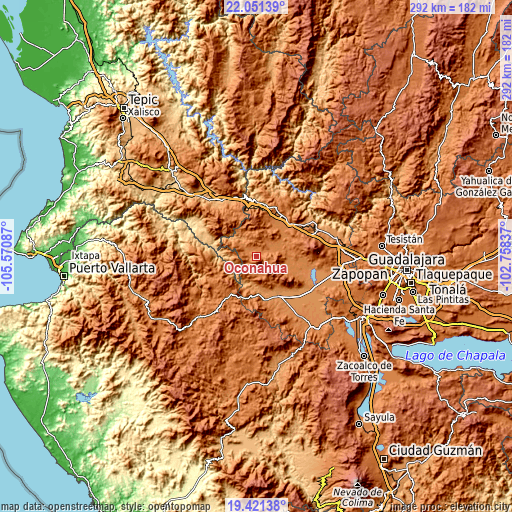 Topographic map of Oconahua