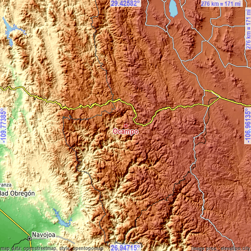 Topographic map of Ocampo