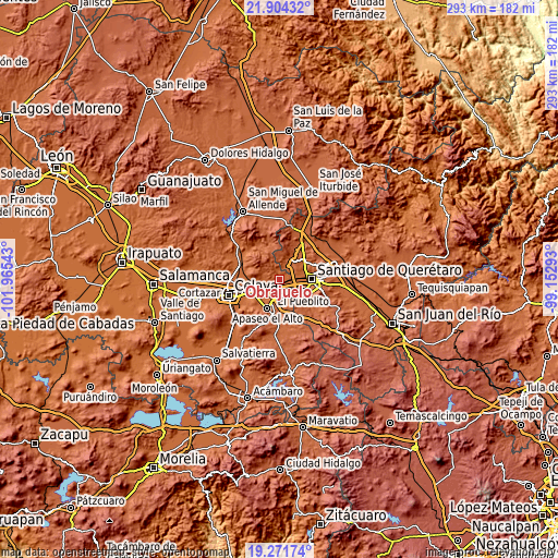 Topographic map of Obrajuelo