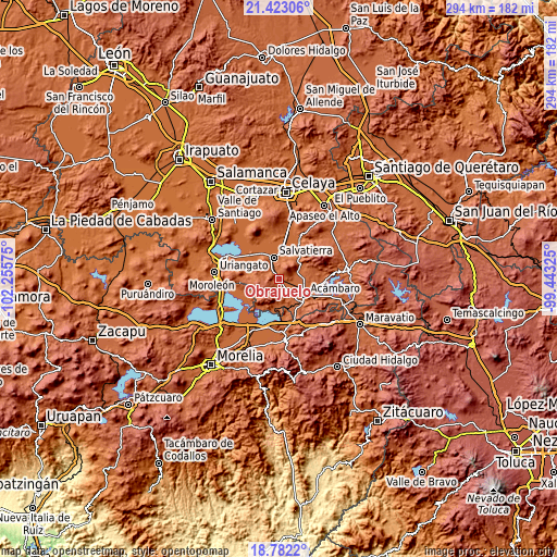 Topographic map of Obrajuelo