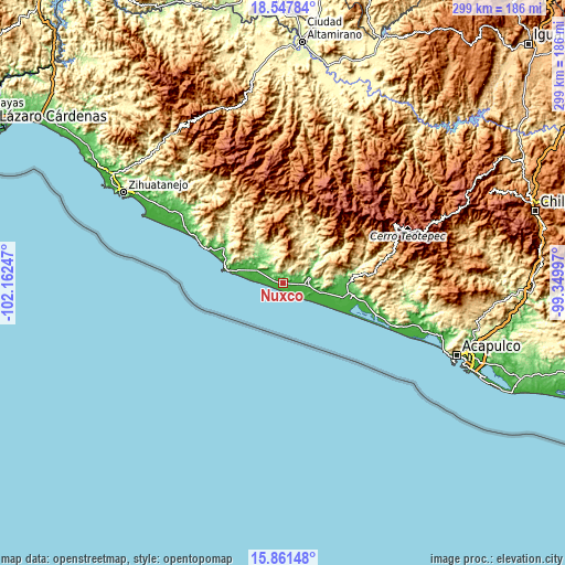 Topographic map of Nuxco