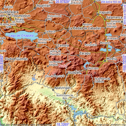 Topographic map of Nurío