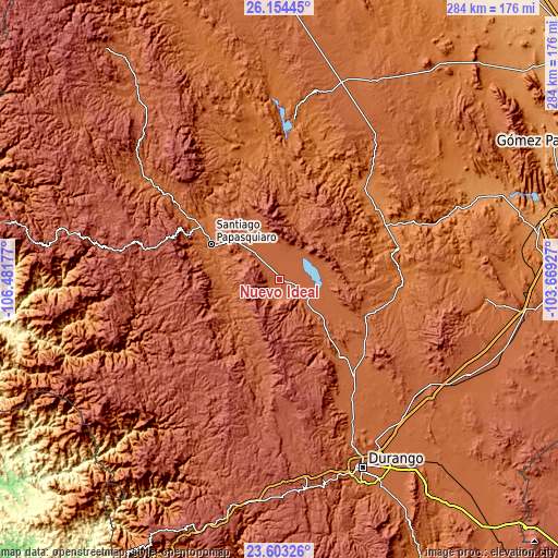 Topographic map of Nuevo Ideal