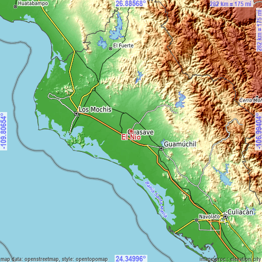 Topographic map of El Nio