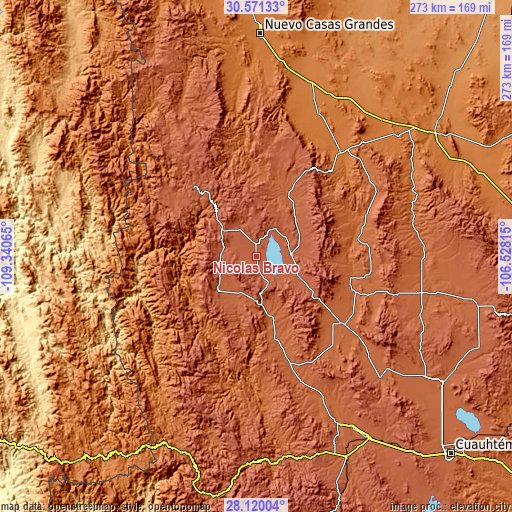 Topographic map of Nicolas Bravo