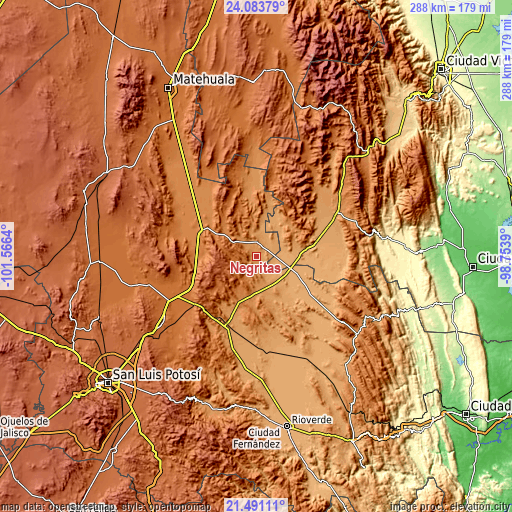 Topographic map of Negritas