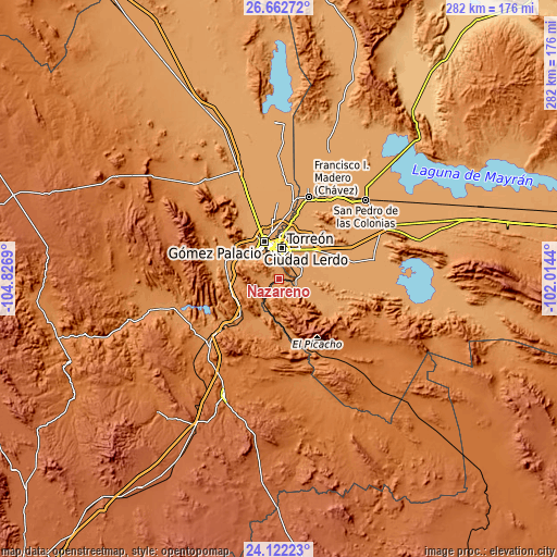 Topographic map of Nazareno