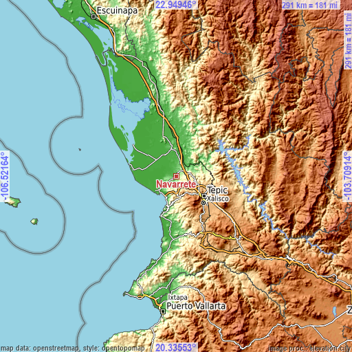 Topographic map of Navarrete