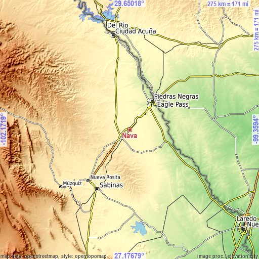 Topographic map of Nava