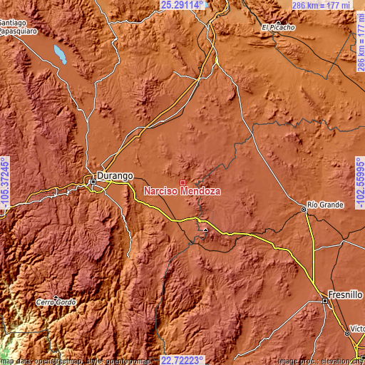 Topographic map of Narciso Mendoza