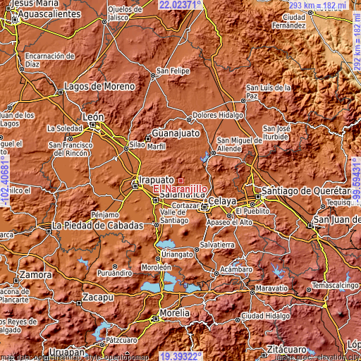 Topographic map of El Naranjillo