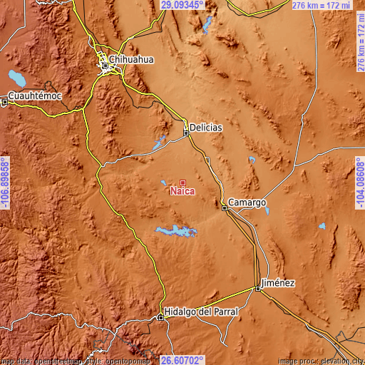 Topographic map of Naica