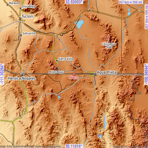 Topographic map of Naco