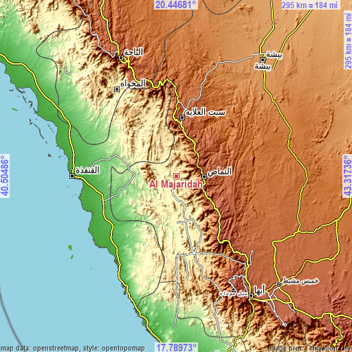 Topographic map of Al Majāridah
