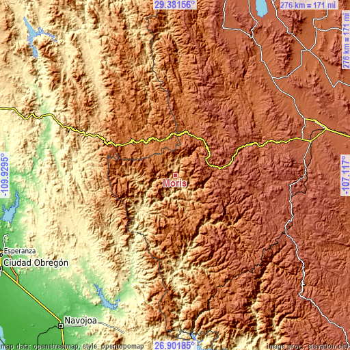 Topographic map of Moris