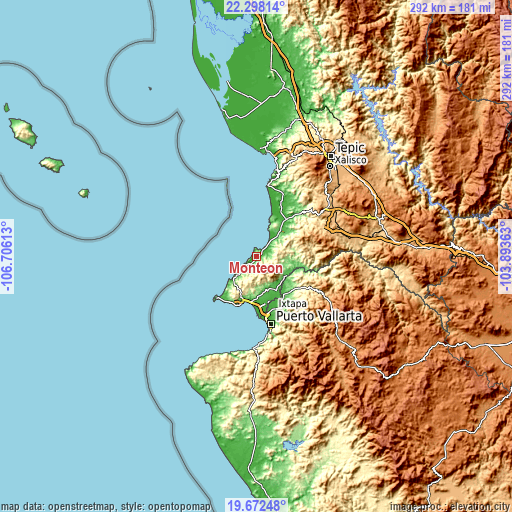 Topographic map of Monteón