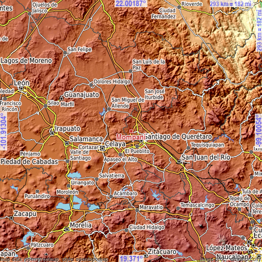 Topographic map of Mompaní