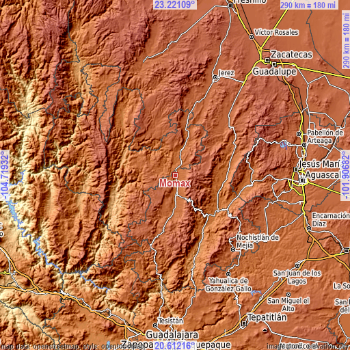 Topographic map of Momax