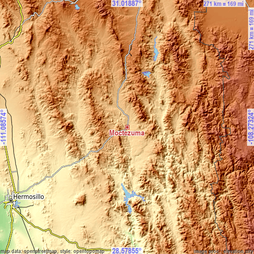 Topographic map of Moctezuma