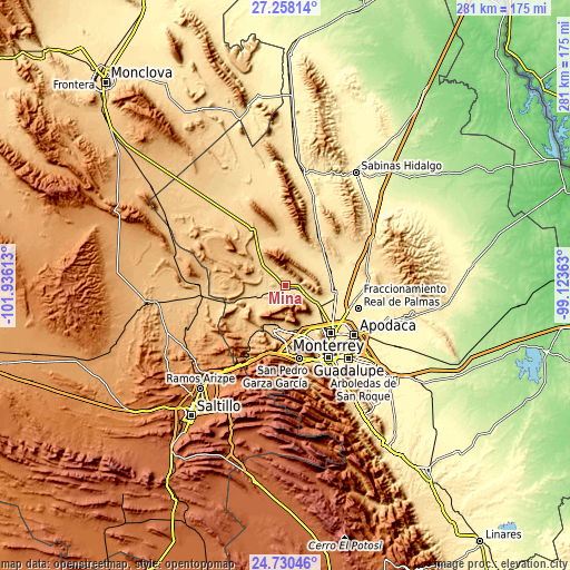 Topographic map of Mina