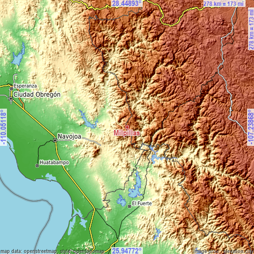 Topographic map of Milpillas