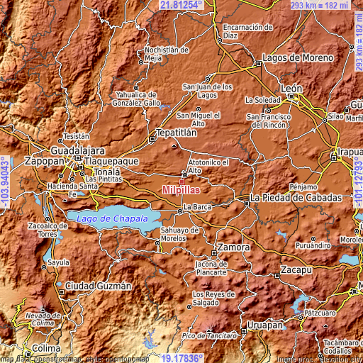 Topographic map of Milpillas