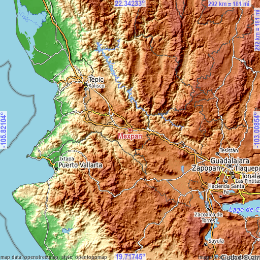 Topographic map of Méxpan