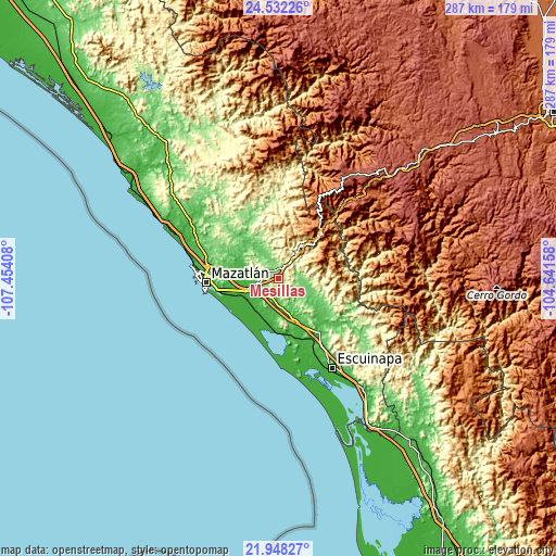 Topographic map of Mesillas