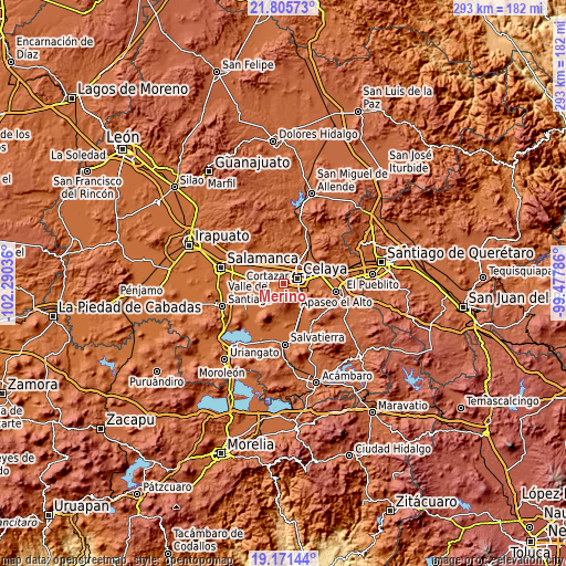 Topographic map of Merino