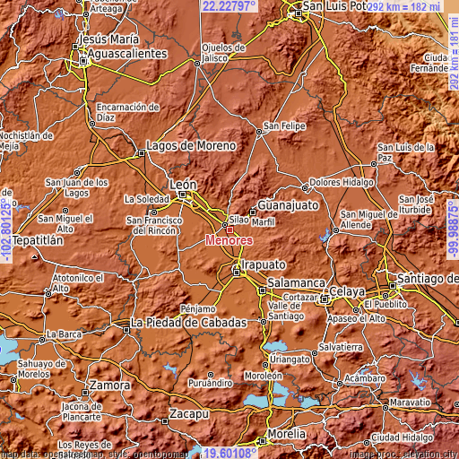 Topographic map of Menores