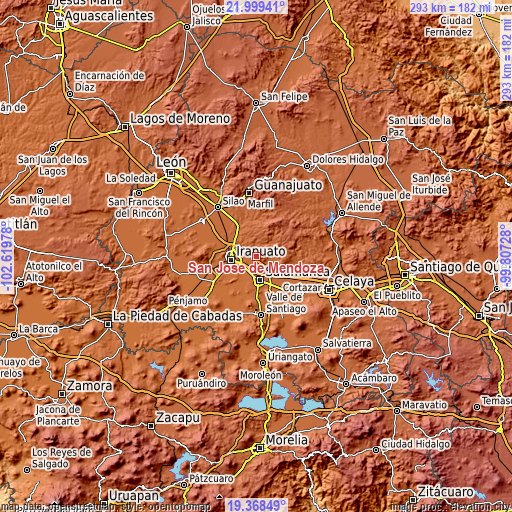 Topographic map of San José de Mendoza