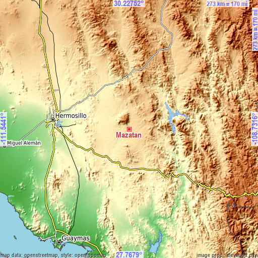 Topographic map of Mazatán