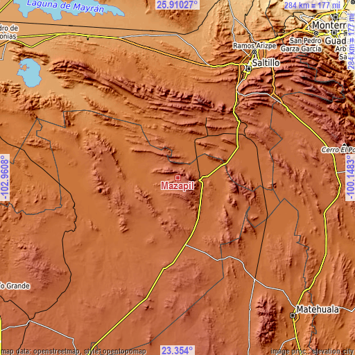 Topographic map of Mazapil