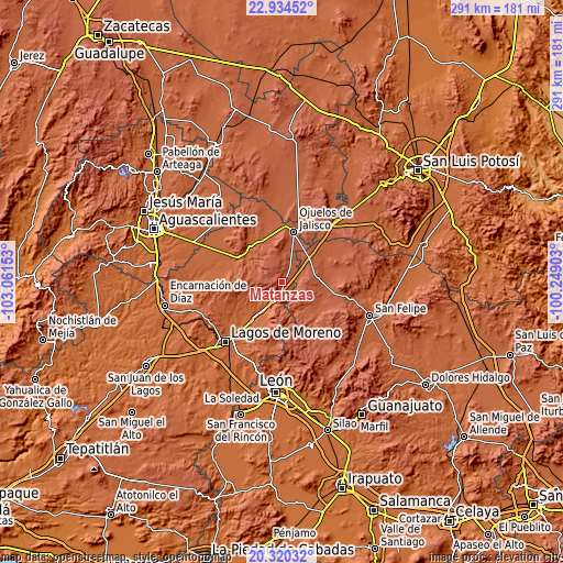 Topographic map of Matanzas