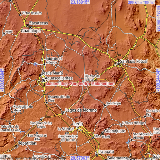 Topographic map of Matancillas (San Isidro Matancillas)