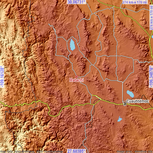 Topographic map of Matachí